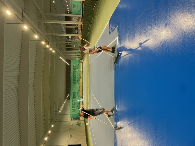 GLTK Laykold tennisbeläggning i  färgerna US Open Green och Miami Open Biscayne Blue från Saltex