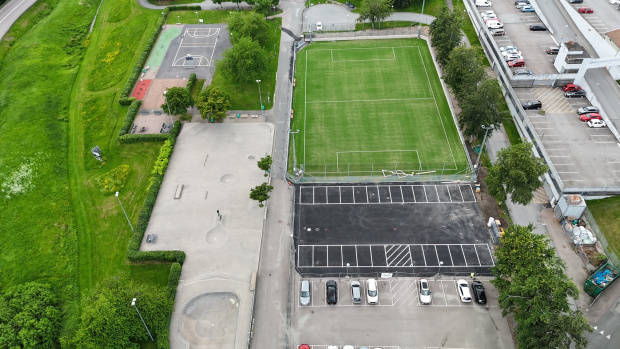 Björndammen, Partille – helhetsentreprenad för en modern idrotts- och parkeringsmiljö saltex